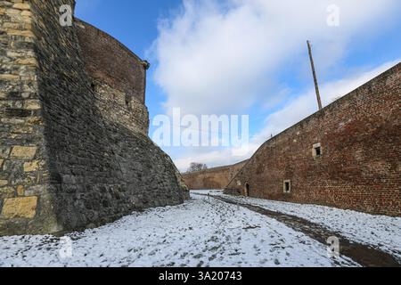 Hiver en Serbie : neige dans la forteresse de Kalemegdan, Belgrade Banque D'Images