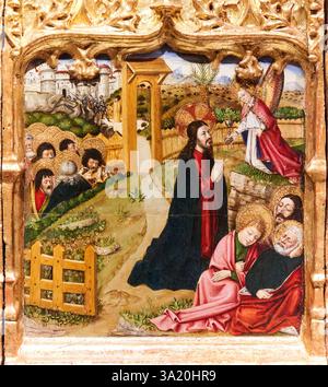 Predela con escenas de la Pasión de Cristo : Oración en el huerto, huile à bord, JOAN REIXACH (doc. à Valence entre 1431 et 1486), Museo de Bellas Banque D'Images