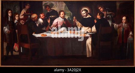 San Luis Bertrán dans le miracle du pain transformé en sang, San Luis Bertrán en el milagro del pan convertido en sangre, Convento de Santo Domingo, va Banque D'Images