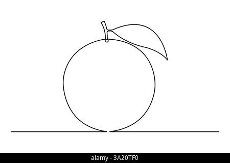 Vectoriel abstrait continu d'une seule ligne dessin d'art de fruit orange icône dans le croquis Illustration de Vecteur