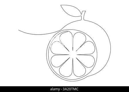 Vectoriel abstrait continu d'une seule ligne dessin d'art de fruit orange icône dans le croquis Illustration de Vecteur