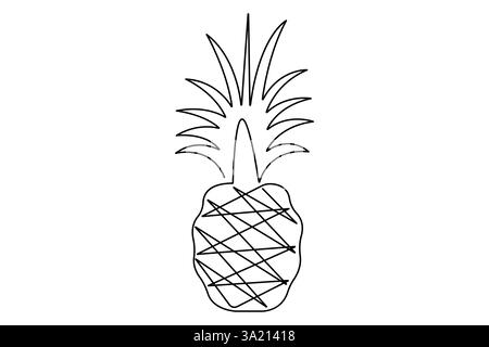 Continue d'une seule ligne dessinant l'illustration vectorielle d'ananas organique frais et sain Illustration de Vecteur