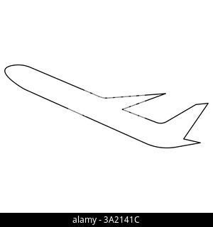 Trajectoire d'avion dans un dessin continu d'art à une ligne de vol international et de voyage mondial Illustration de Vecteur