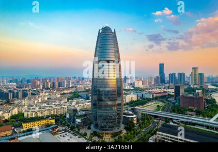 Environnement urbain de Sanjiangkou, Ningbo, province du Zhejiang, Chine Banque D'Images