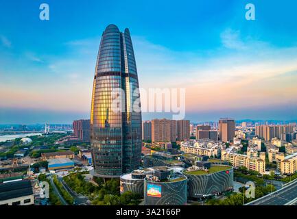 Environnement urbain de Sanjiangkou, Ningbo, province du Zhejiang, Chine Banque D'Images