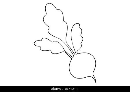 Dessin simple d'une ligne de l'icône entière de radis organique sain, illustration vectorielle de concept de légumes frais Illustration de Vecteur