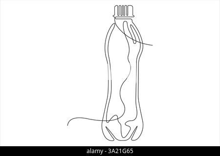 Dessin continu d'une ligne de bouteille en plastique de l'illustration vectorielle de contour de conception Illustration de Vecteur