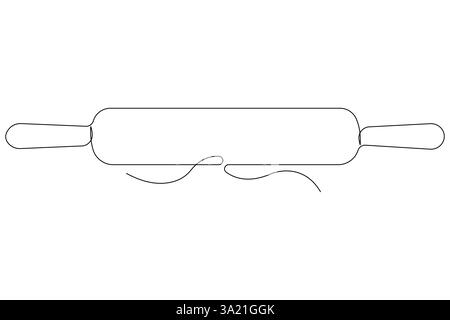 Dessin continu d'une ligne d'art d'un vecteur d'épingle de rouleau de cuisine Illustration de Vecteur
