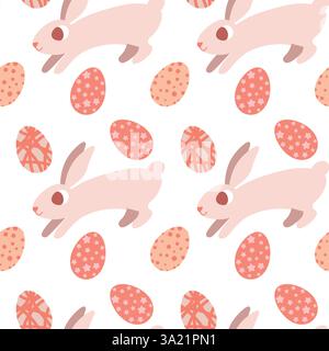 Modèle sans couture de lapins de Pâques et œufs décoratifs pour la conception festive Illustration de Vecteur