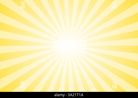 Rayon soleil. Rayons jaunes du soleil. Fond Sunburst. Ligne radiale d'éclatement. Poutre en étoile. Motif rétro. Lumière Starburst. Lignes brillantes orange. Rayure Sunray. Bannière Illustration de Vecteur