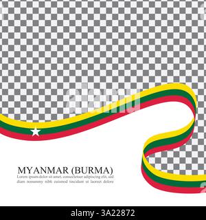 Vecteur de stock de ruban de drapeau national du Myanmar Illustration de Vecteur