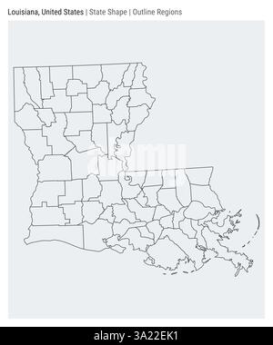 Louisiane, États-Unis. Carte vectorielle simple. Forme d'état. Style des régions de contour. Frontière de la Louisiane. Illustration vectorielle. Illustration de Vecteur