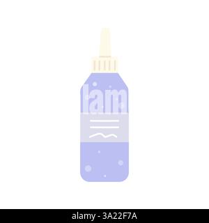 Cette élégante bouteille violette, fournie avec un compte-gouttes, est idéale pour une large gamme de produits liquides Illustration de Vecteur