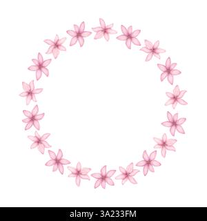 Cadre rond en jacinthe rose. Couronne de fleurs de printemps dans le style aquarelle isolé sur blanc. Elément dessiné à la main pour cartes de voeux Banque D'Images
