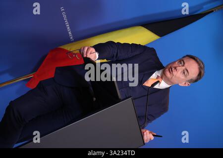 Senningen, Luxembourg. 11 mars 2025. Le premier ministre Bart de Wever photographié lors d’un sommet des pays du Benelux, le Luxembourg, les pays-Bas et la Belgique, à Senningen, au Luxembourg. Les trois chefs de gouvernement discuteront des grands enjeux de la politique européenne et internationale. BELGA PHOTO VIRGINIE LEFOUR crédit : Belga News Agency/Alamy Live News Banque D'Images