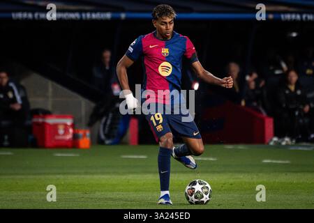 Barcelone, Espagne. 11 mars 2025. Lamine YAMAL de Barcelone lors de la Ligue des Champions de l'UEFA, manche 16, match de 2e manche entre le FC Barcelone et le SL Benfica le 11 mars 2025 à l'Estadi Olimpic Lluis Companys à Barcelone, Espagne - photo Matthieu Mirville (Joma Garcia)/DPPI crédit : DPPI Media/Alamy Live News Banque D'Images