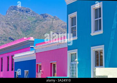 Maisons dans le quartier coloré de Bo-Kaap, le Cap, Afrique du Sud, Afrique Banque D'Images