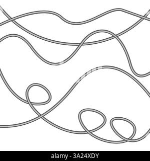 Lignes ondulées abstraites. Motif de corde grise. Formes vectorielles en boucle. Fond blanc. Illustration de Vecteur