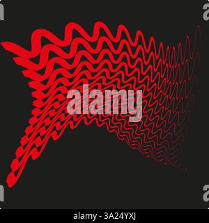 Motif ondulé rouge. Ondes d'illusion optique. Forme abstraite éclatante. Arrière-plan vectoriel. Illustration de Vecteur