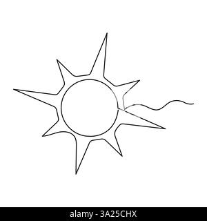 Illustration vectorielle de vecteur de contour d'été de soleil en ligne continue dessin d'art de lever du soleil Illustration de Vecteur