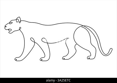 Tigre continu une seule ligne dessin de style. illustration vectorielle de contour d'animal sauvage de tigre Illustration de Vecteur