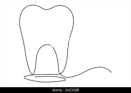 Dessin d'art continu d'une ligne de dent du vecteur de contour de conception de minimalisme Illustration de Vecteur