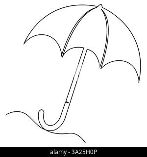 Dessin d'art continu d'une ligne d'esquisse d'art vectoriel de contour de parapluie de doodle Illustration de Vecteur