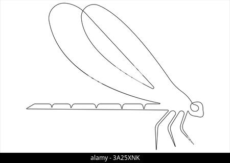 Dessin d'art continu Dragonfly d'une ligne d'illustration vectorielle de contour Illustration de Vecteur