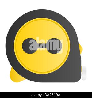 Vecteur d'outils d'aide au travail de ruban de mesure. Eléments de ruban de mesure. Icône de ruban à mesurer noir jaune. Illustration de Vecteur