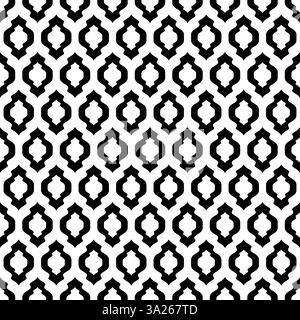 Patern marocain sans couture. Motif maroc répété. Motifs noirs isolés sur fond blanc. Tuile indienne répétée. Ornement islam simple en treillis Illustration de Vecteur