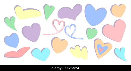 Ensemble coeur pastel doux, illustration vectorielle Illustration de Vecteur