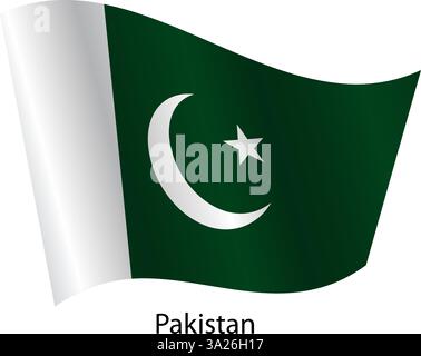 Drapeau du pays Pakistan sur fond blanc. Illustration de Vecteur