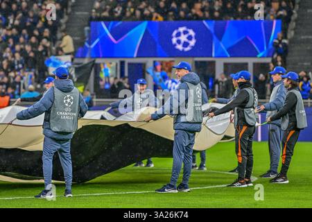 Milan, Italie. 11 mars 2025. Tout est prêt pour le match de Ligue des champions de l'UEFA entre l'Inter et Feyenoord à Giuseppe Meazza à Milan. Crédit : Gonzales photo/Alamy Live News Banque D'Images