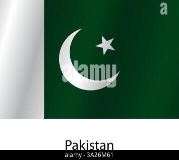 Drapeau du pays Pakistan sur fond blanc. Illustration de Vecteur