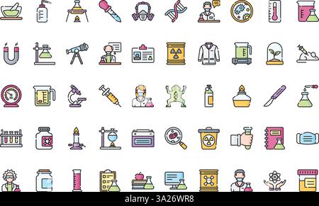 Icônes de laboratoire Collection d'icônes vectorielles de haute qualité avec trait modifiable. Idéal pour les projets professionnels et créatifs. Illustration de Vecteur
