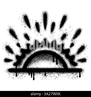 Icônes dessinées à la main à moitié de soleil dans un style graffiti. Symboles graphiques simples du coucher de soleil. Illustration de Vecteur