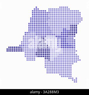 Carte en pointillés de la République démocratique du Congo. Carte de style numérique du pays sur fond blanc. Illustration de Vecteur