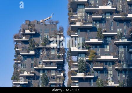 La forêt verticale (Bosco verticale), un complexe de deux gratte-ciel résidentiels situé dans le quartier de Porta Nuova. Milan, Italie Banque D'Images
