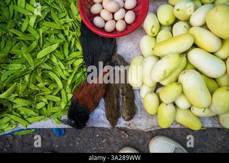 Luang Prabang Market Produce, Laos. Légumes frais, nourriture locale Banque D'Images