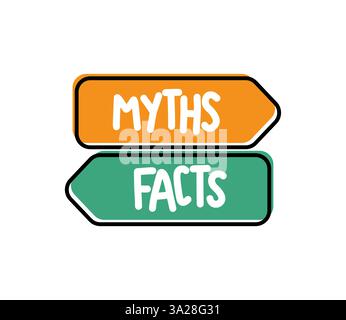 Mythes et faits. Badge, icône, illustration de conception de vecteur de logo sur fond blanc Illustration de Vecteur