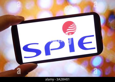 Pologne. 11 mars 2025. Dans cette illustration photo, le logo de la société SPIE est affiché sur l'écran d'un smartphone. (Crédit image : © Piotr SWAT/SOPA images via ZUMA Press Wire) USAGE ÉDITORIAL SEULEMENT! Non destiné à UN USAGE commercial ! Banque D'Images