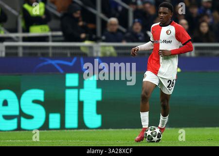 Milan, Italie. 11 mars 2025. Givairo Lisez Feyenoord en action lors de l'UEFA Champions League 2024/25 Round of 16 second Leg match entre le FC Internazionale et Feyenoord au Stadio Giuseppe Meazza (San Siro) le 11 mars 2025 à Milan, Italie . Crédit : Marco Canoniero/Alamy Live News Banque D'Images