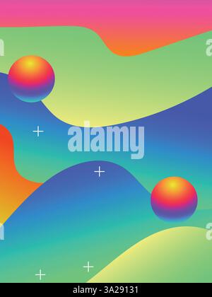 Lignes de gradient dessinées à la main brillantes pour le modèle EDM concert Flyers. illustration de vctor couleur vibrante de style acide dégradé 3d. Illustration de Vecteur