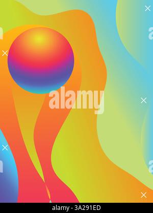 Lignes de néon vibrantes pour modèle d'affiche de fête de plage EDM. illustration de vctor couleur vibrante de style acide dégradé 3d. Illustration de Vecteur