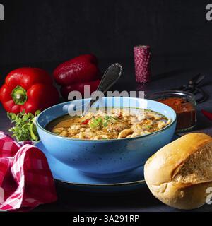 Flaczki soupe de tripes fraîche et épicée aux herbes Banque D'Images