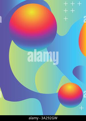 Modèle vibrant de lignes liquides dessinées à la main pour les événements EDM d'été. illustration de vctor couleur vibrante de style acide dégradé 3d. Illustration de Vecteur