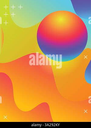 Fond de gradient psychédélique avec lignes acides pour le modèle Dance Parties. illustration de vctor couleur vibrante de style acide dégradé 3d. Illustration de Vecteur