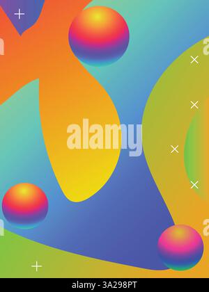 Fond de gradient psychédélique pour EDM et Techno Parties modèle. illustration de vctor couleur vibrante de style acide dégradé 3d. Illustration de Vecteur