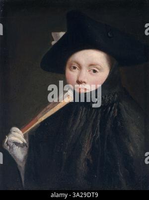 La « jeune dame en chapeau tricorne » de Giovanni Battista Tiepolo est un bel exemple de son style rococo, capturant l'élégance et la grâce de l'époque. Le portrait représente une jeune femme vêtue d'une tenue à la mode avec un brossage délicat et des couleurs douces, caractéristique du style léger et aéré de Tiepolo. Banque D'Images