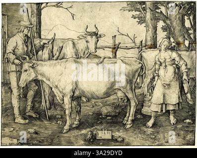 Cette œuvre est de Lucas van Leyden, un peintre et graveur néerlandais renommé de la Renaissance du Nord. Van Leyden, né en 1494, est connu pour ses gravures détaillées et ses peintures à l'huile, qui incluent des sujets religieux et mythologiques. Banque D'Images